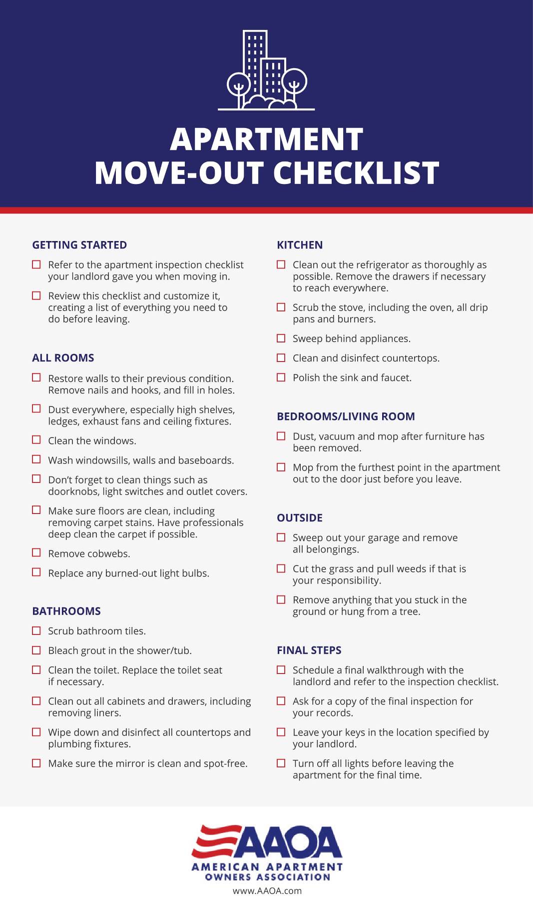 Rental move out cleaning checklist